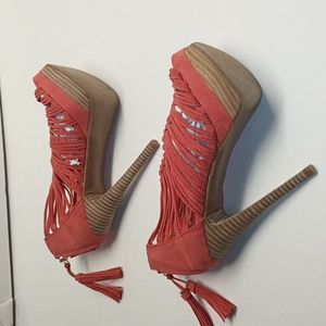 H by Halston sky-high platforms. In a size 5.5 lite orange color.